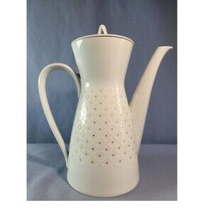 Tea Coffee Pot ROSENTHAL Mid Century German Continental R585 Lid White Gold